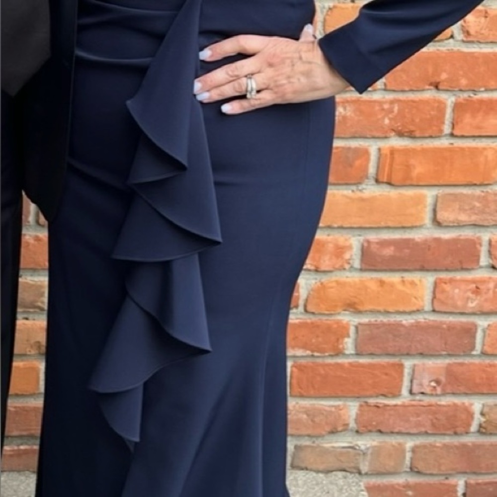 Vince Camuto Navy Long Sleeve Dress - Picture 3 of 4